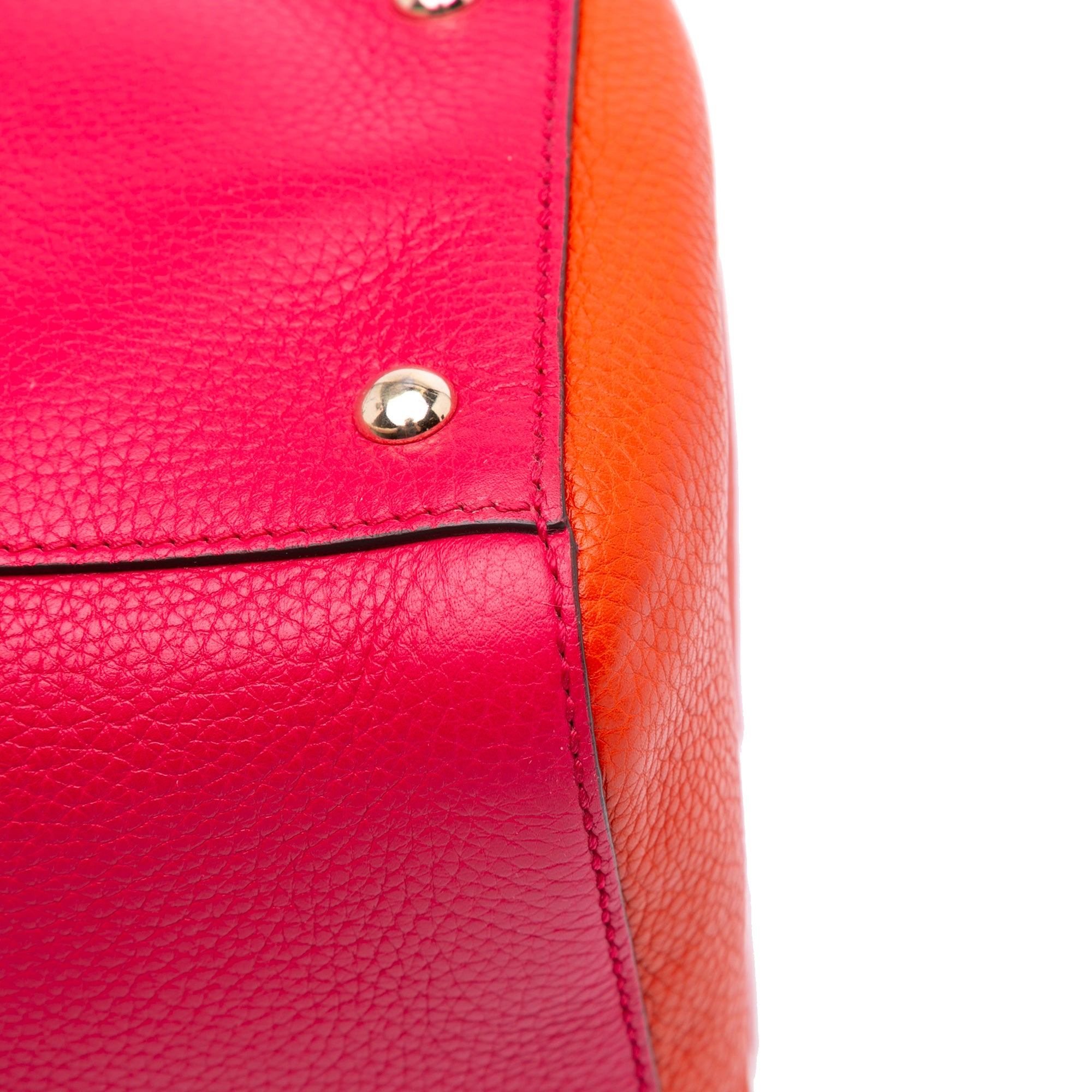 Medium Bicolor Calfskin Bamboo Shopper Satchel