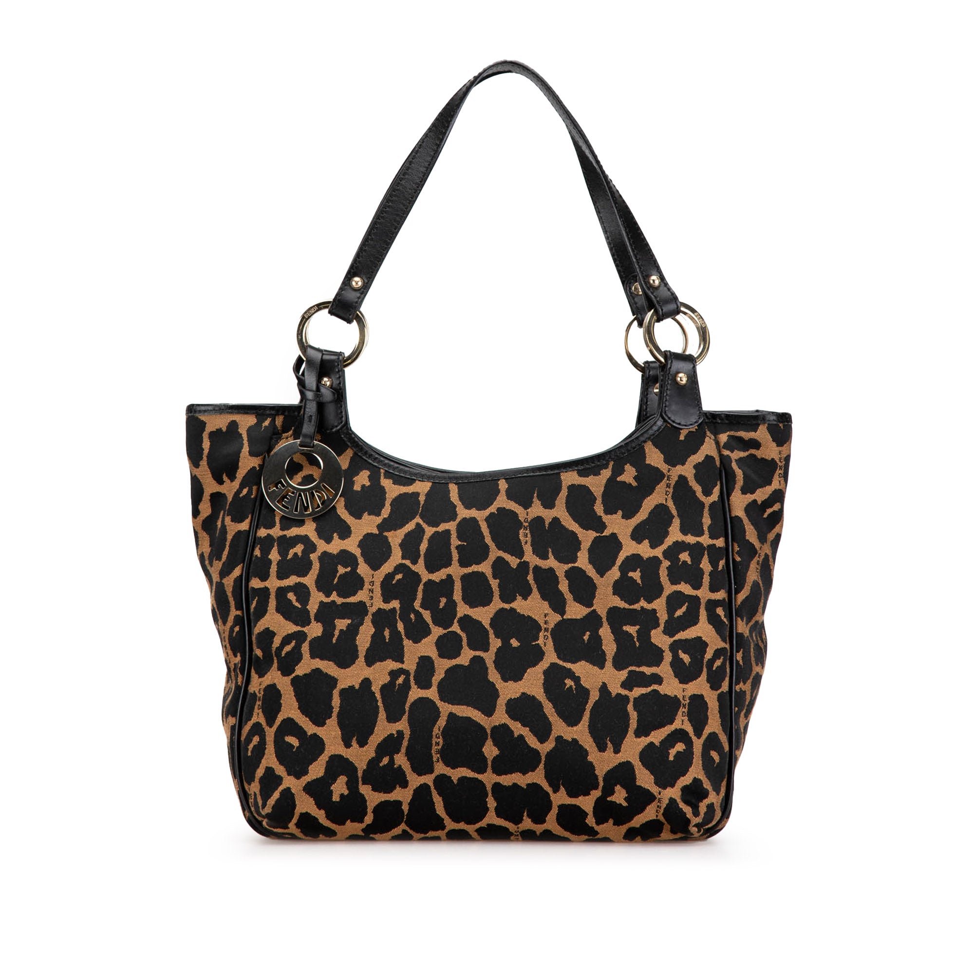 Leopard Print Canvas Shoulder Bag