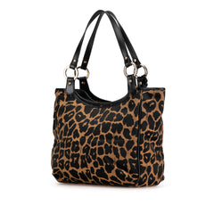 Leopard Print Canvas Shoulder Bag