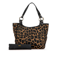 Leopard Print Canvas Shoulder Bag