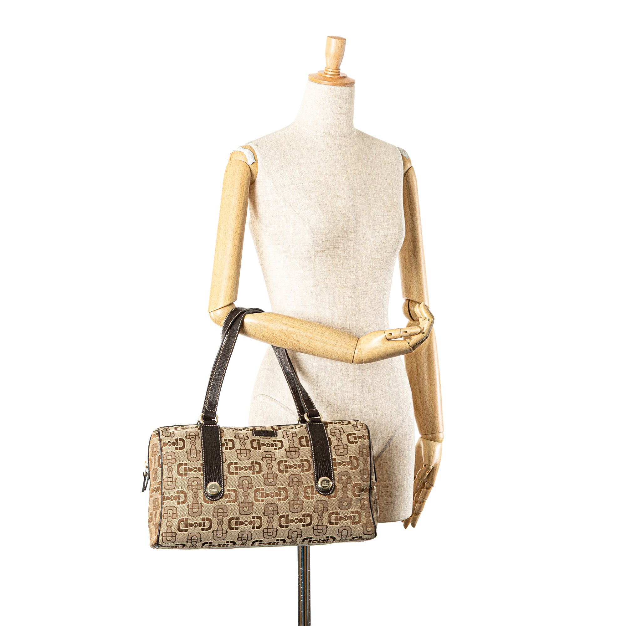Canvas Horsebit Charmy Boston Bag