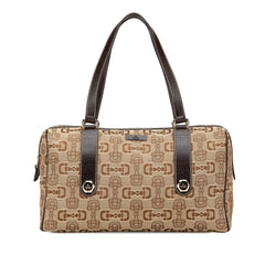 Canvas Horsebit Charmy Boston Bag