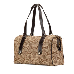 Canvas Horsebit Charmy Boston Bag