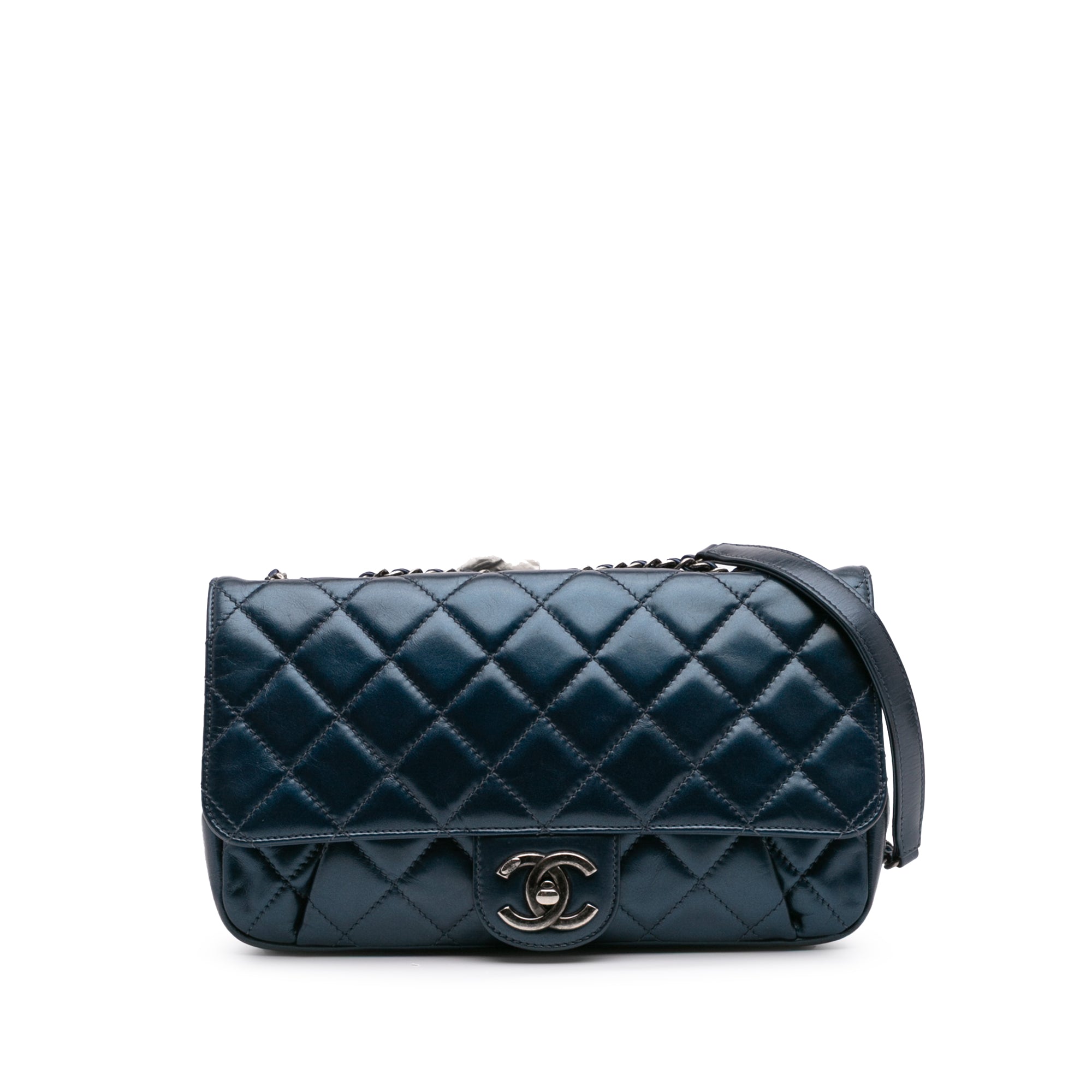 Quilted Glazed Calfskin Coco Pleats Flap