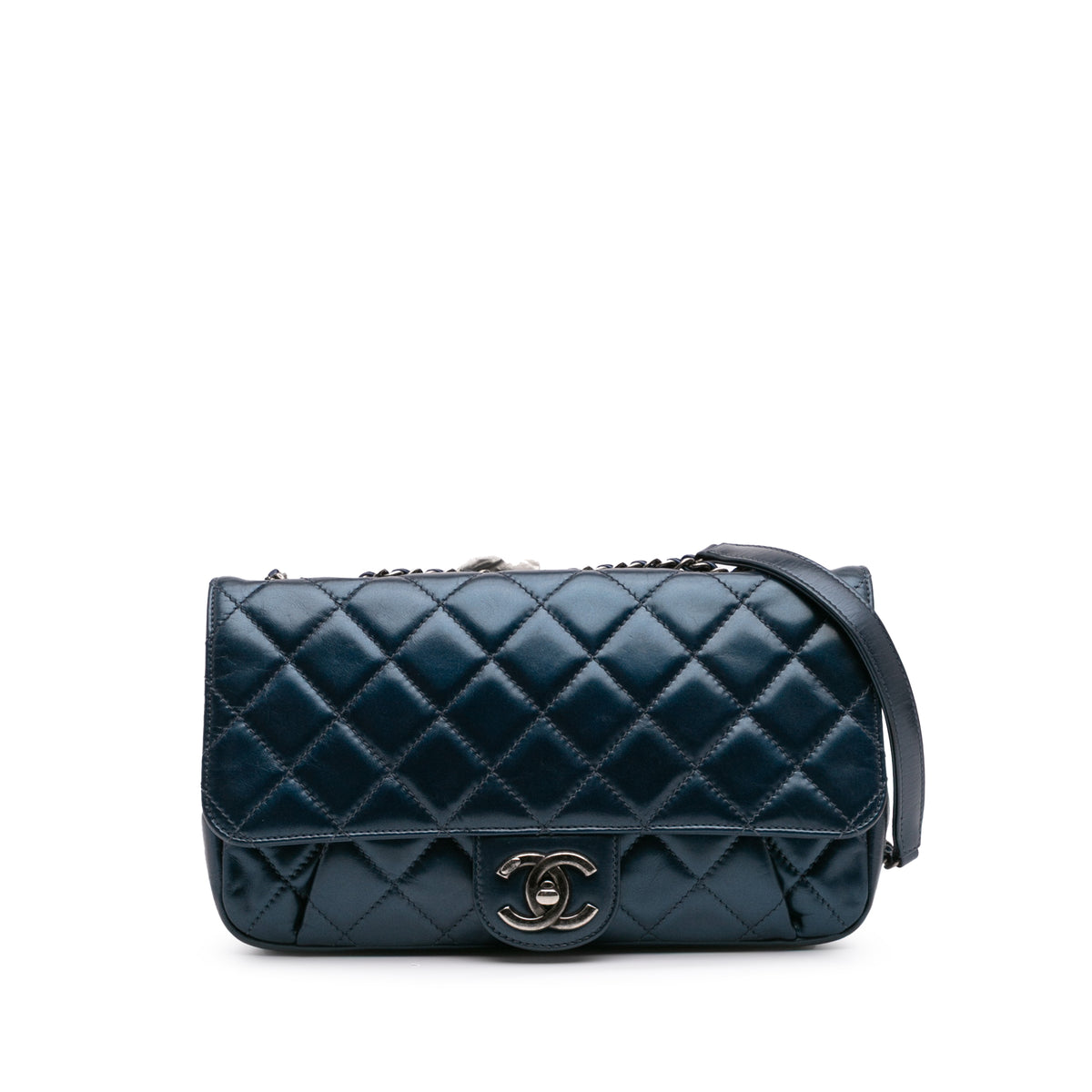 Quilted Glazed Calfskin Coco Pleats Flap