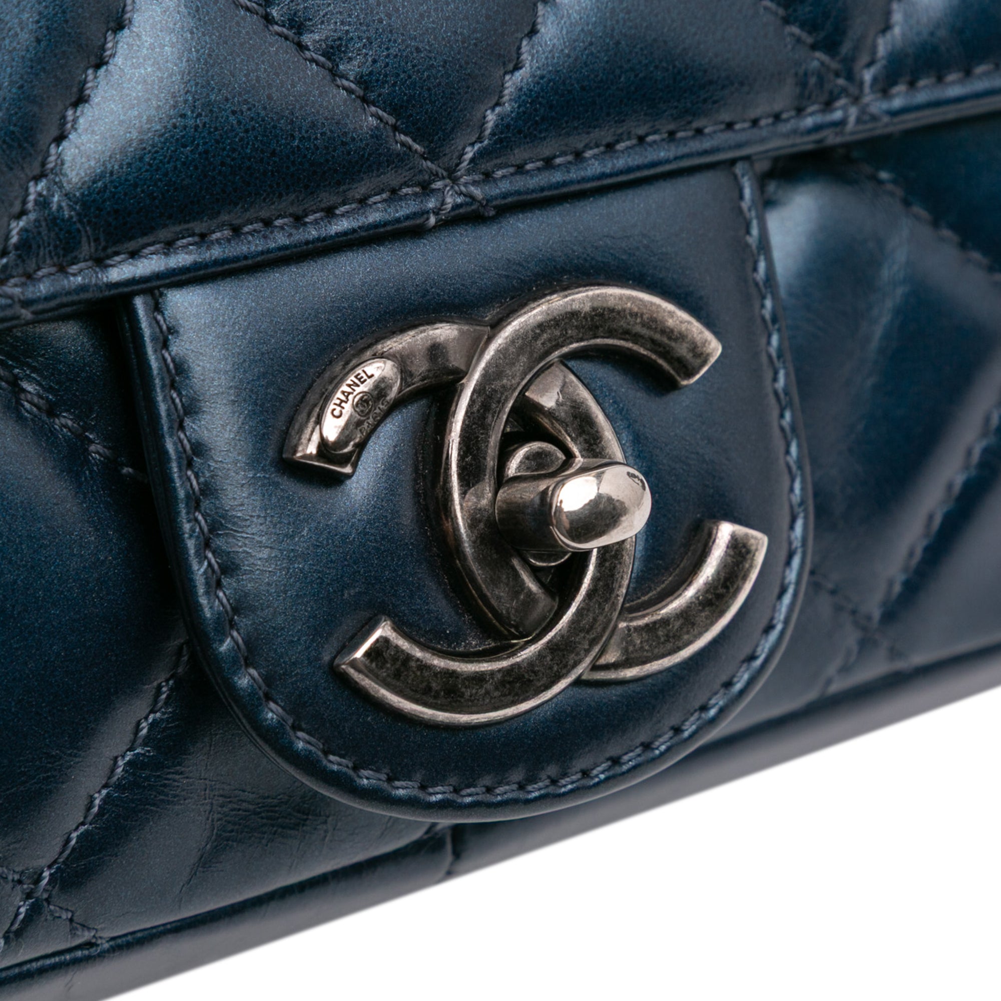 Quilted Glazed Calfskin Coco Pleats Flap