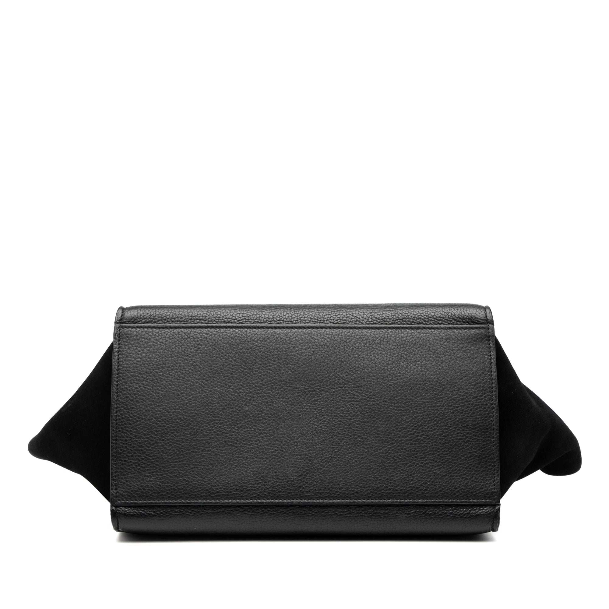 Small Drummed Calfskin and Suede Trapeze Satchel