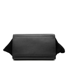 Small Drummed Calfskin and Suede Trapeze Satchel