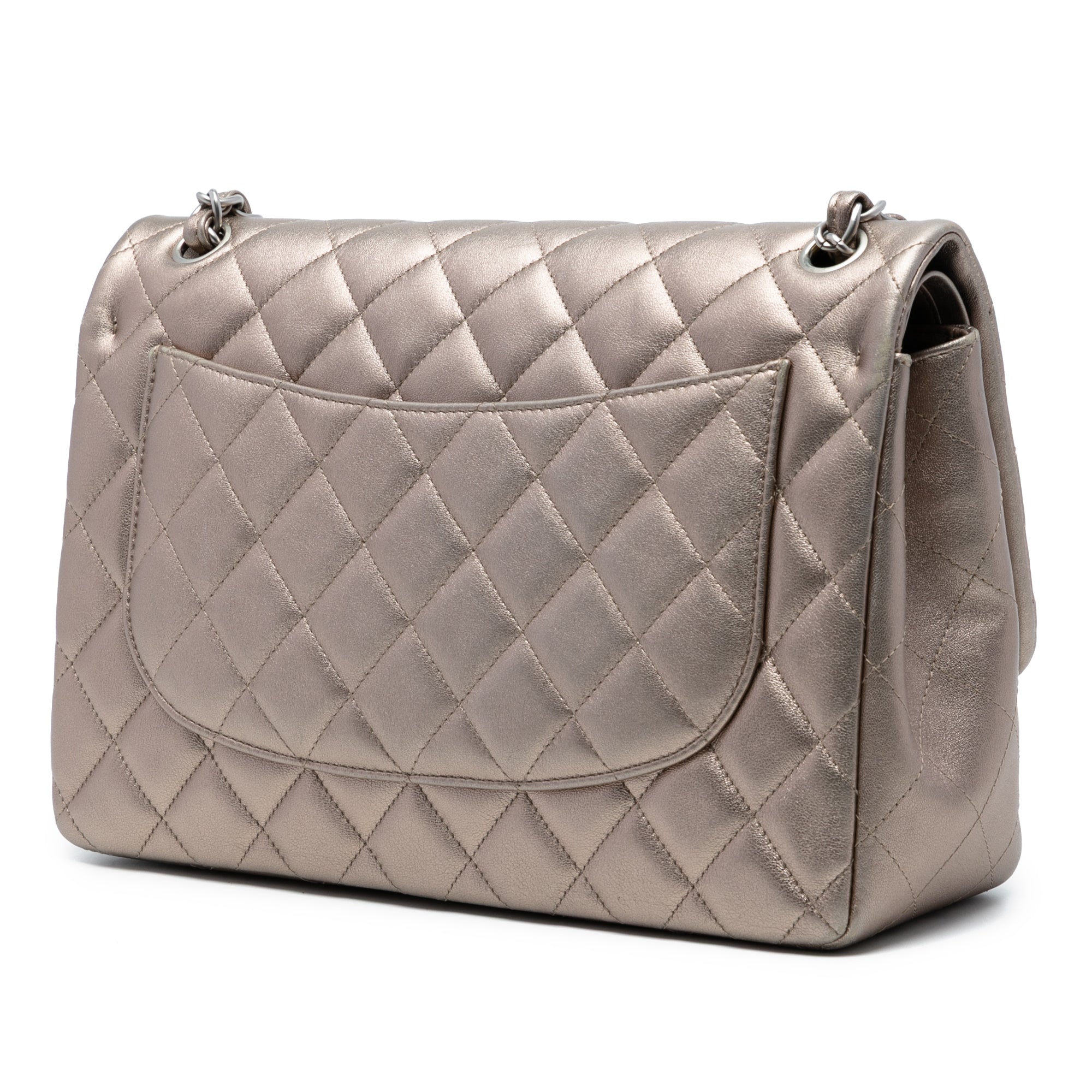 Jumbo Classic Metallic Lambskin Double Flap