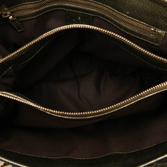 Metallic Calfskin Metal Bamboo Handbag