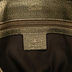 Metallic Calfskin Metal Bamboo Handbag