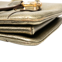 Metallic Calfskin Metal Bamboo Handbag