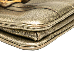 Metallic Calfskin Metal Bamboo Handbag