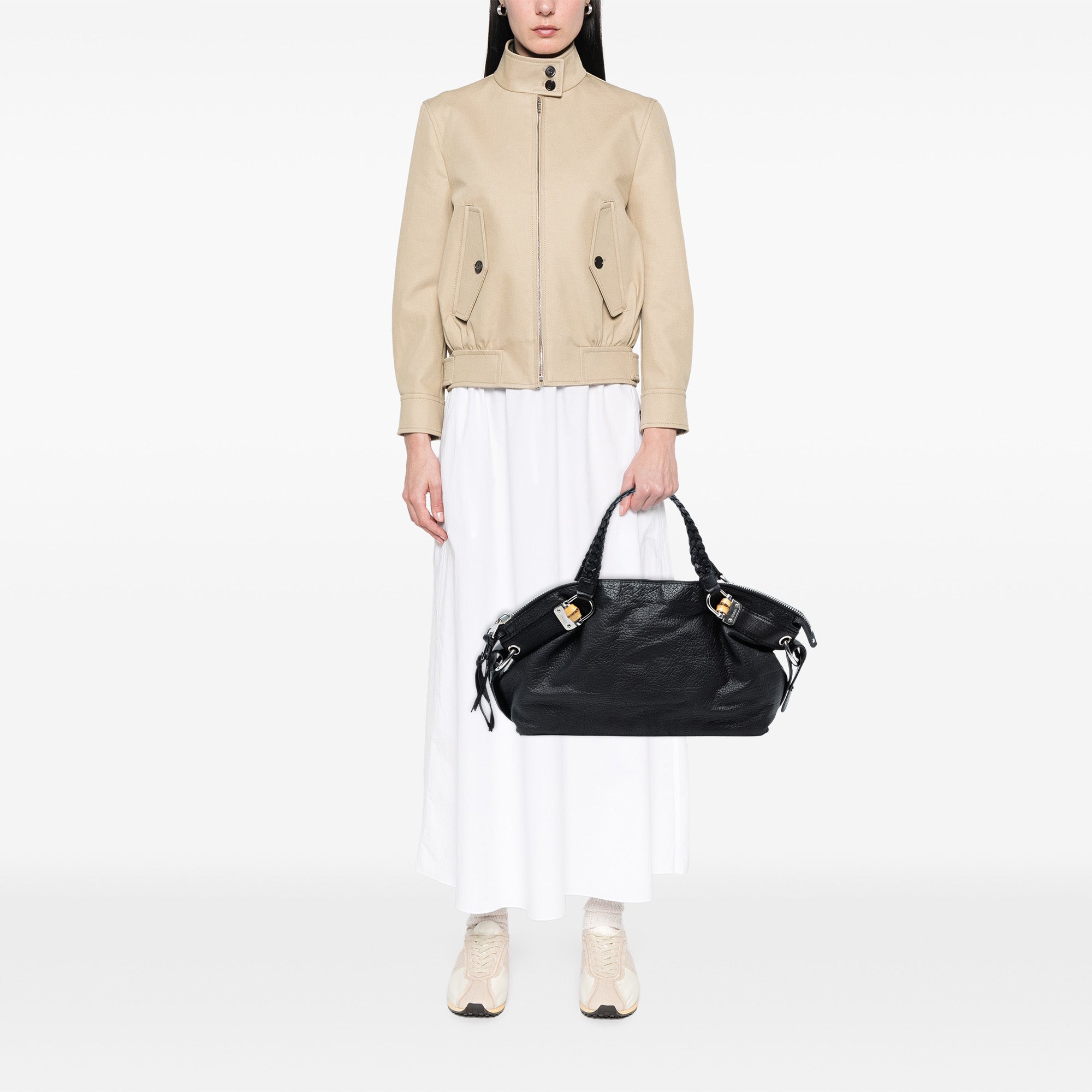 Medium Leather Bamboo Bar Tote