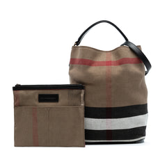 Medium Mega Check Canvas Ashby Bucket Bag