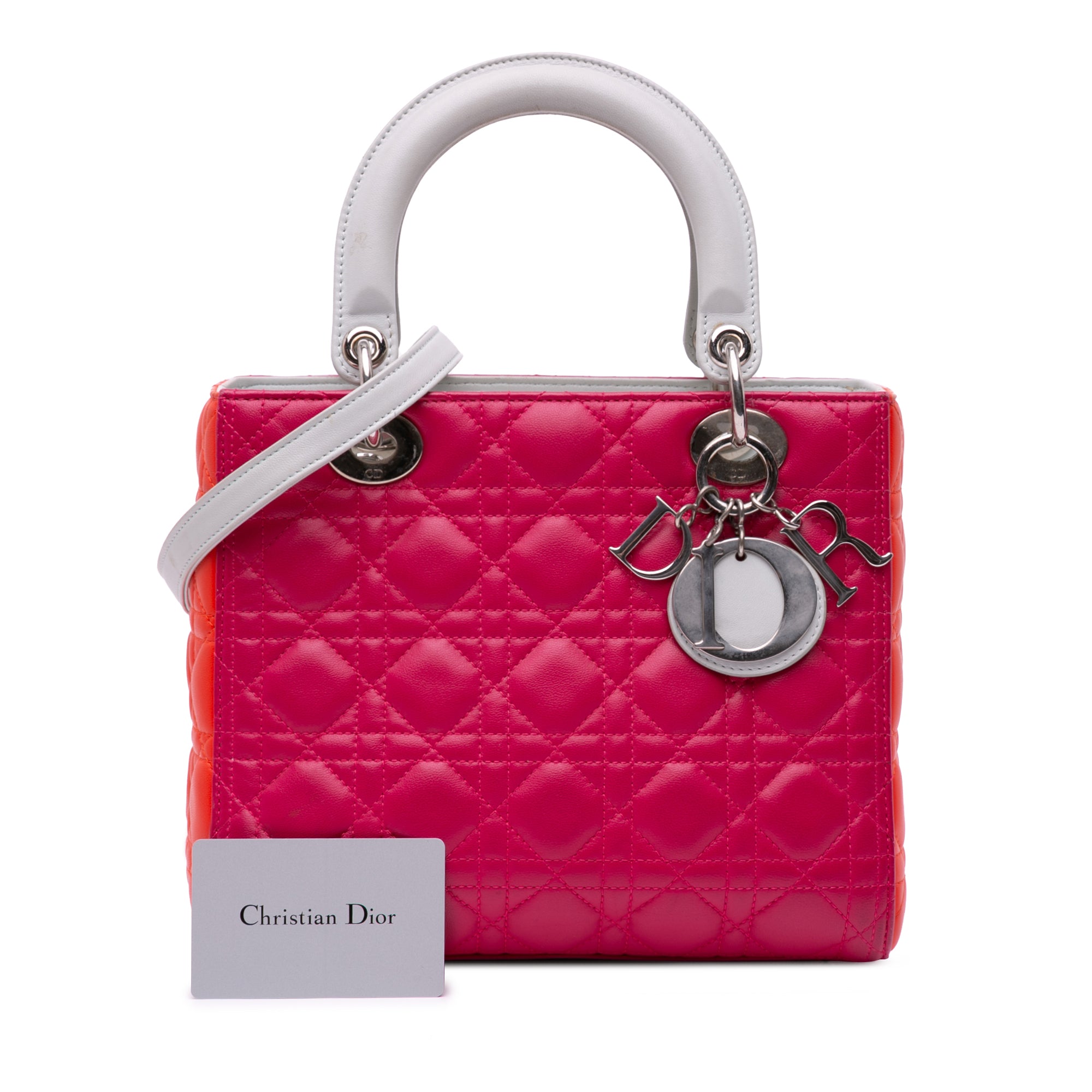 Medium Tricolor Lambskin Cannage Lady Dior