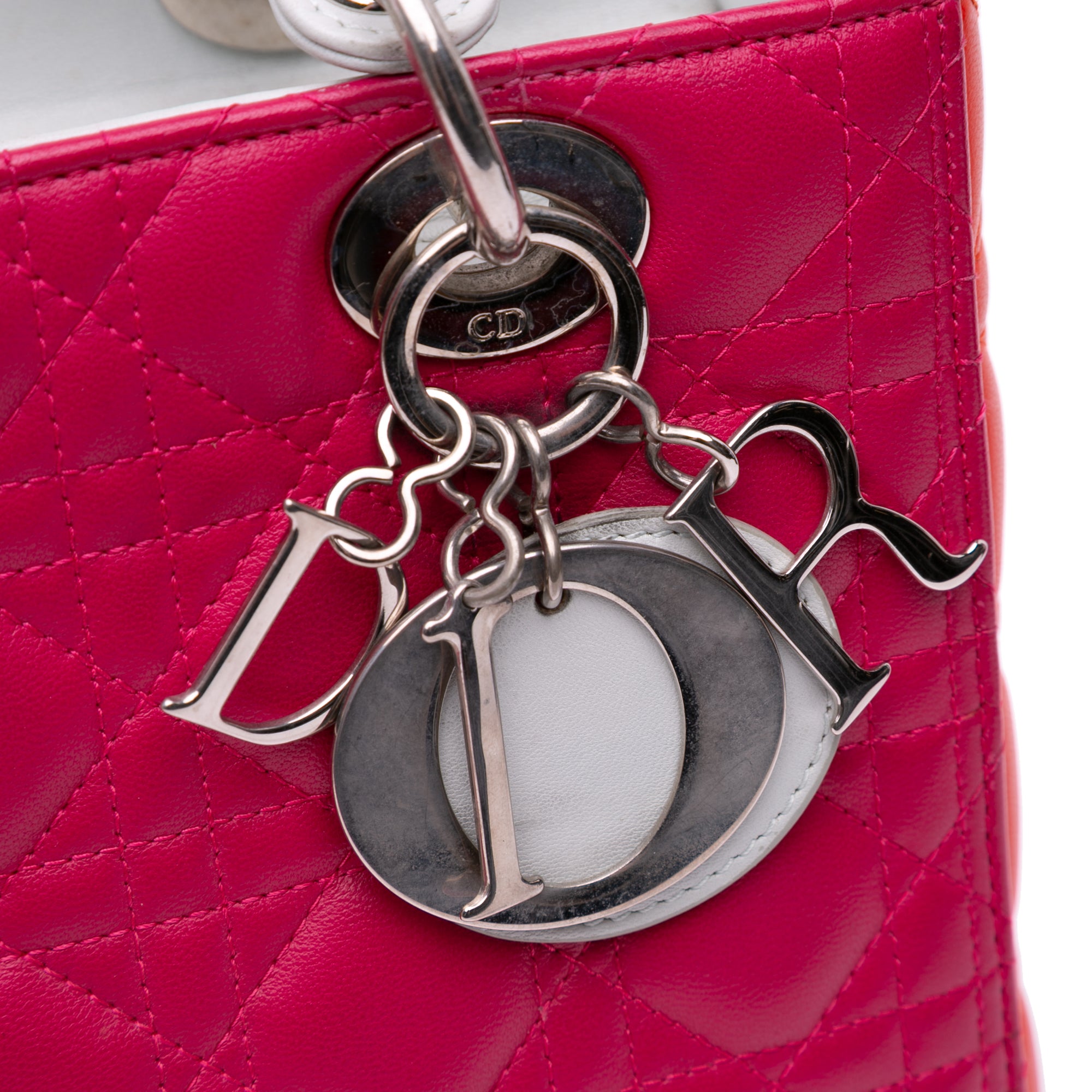 Medium Tricolor Lambskin Cannage Lady Dior
