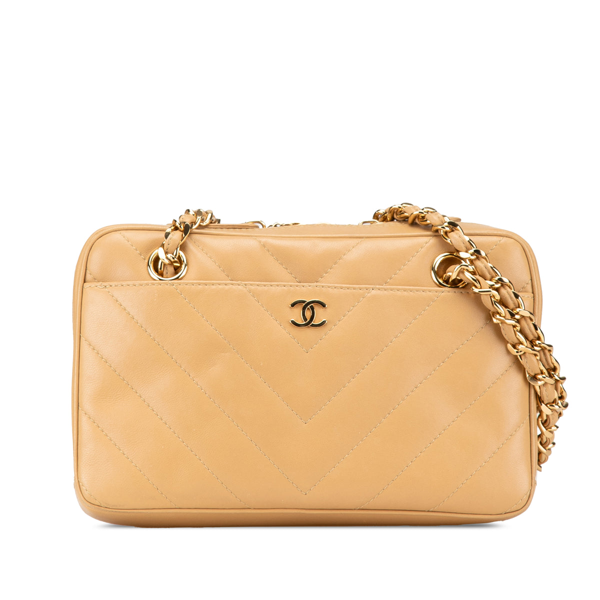 CC Chevron Quilted Lambskin Chain Shoulder Bag