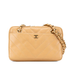 CC Chevron Quilted Lambskin Chain Shoulder Bag