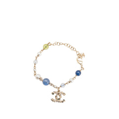 Gold Plated Faux Pearl Beaded CC Bracelet