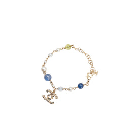 Gold Plated Faux Pearl Beaded CC Bracelet