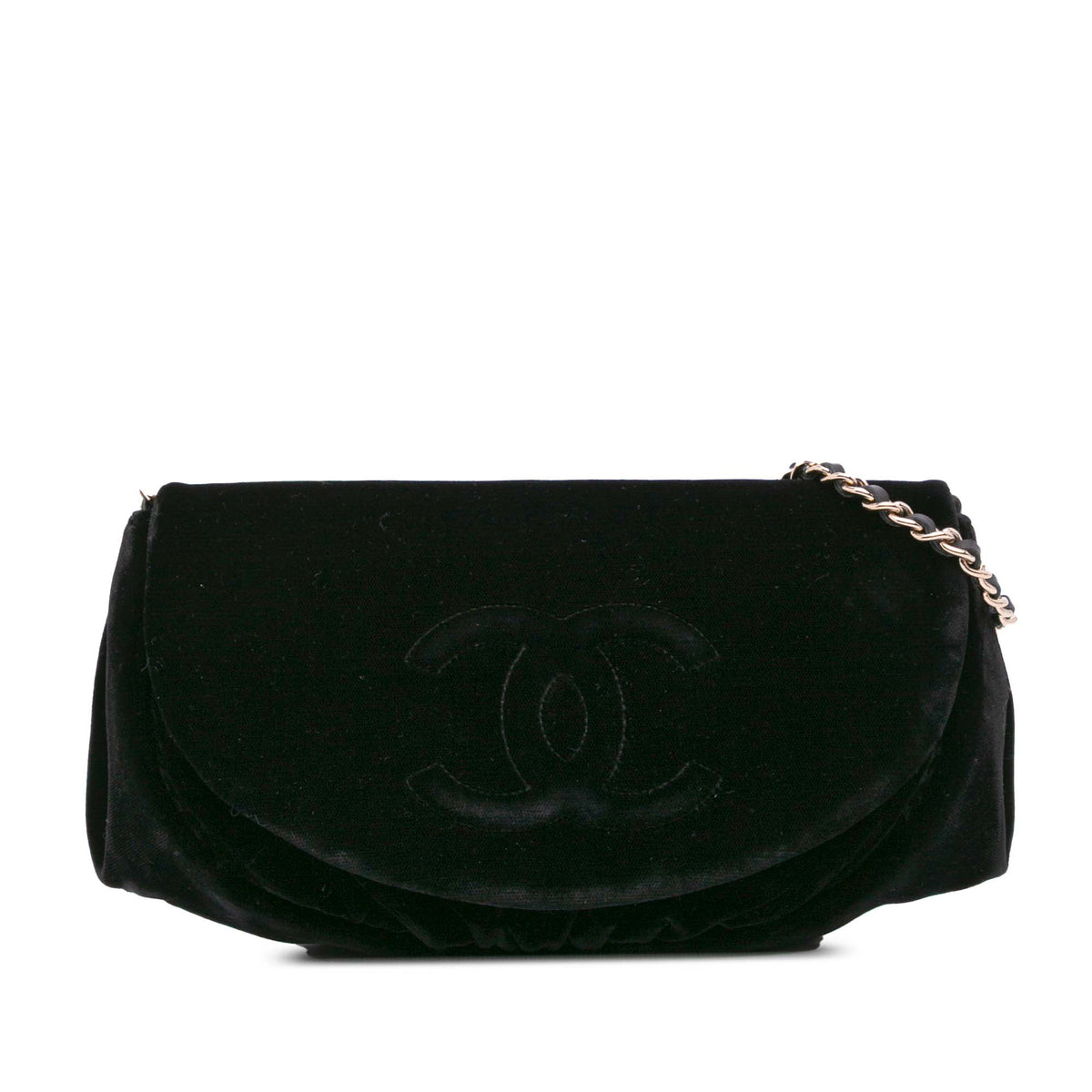 CC Velvet Half Moon Wallet on Chain