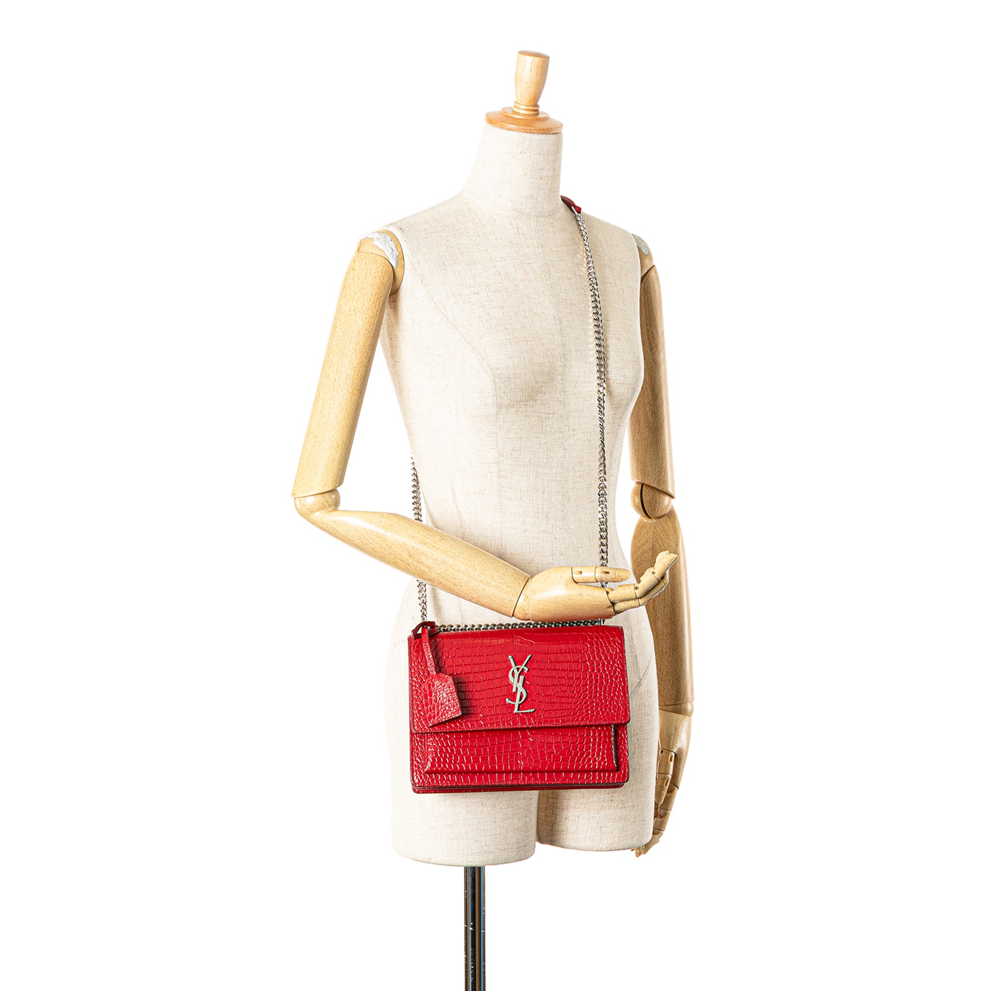 Medium Croc Embossed Leather Sunset Crossbody