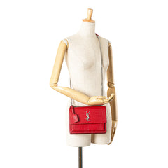 Medium Croc Embossed Leather Sunset Crossbody