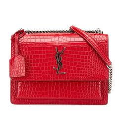 Medium Croc Embossed Leather Sunset Crossbody
