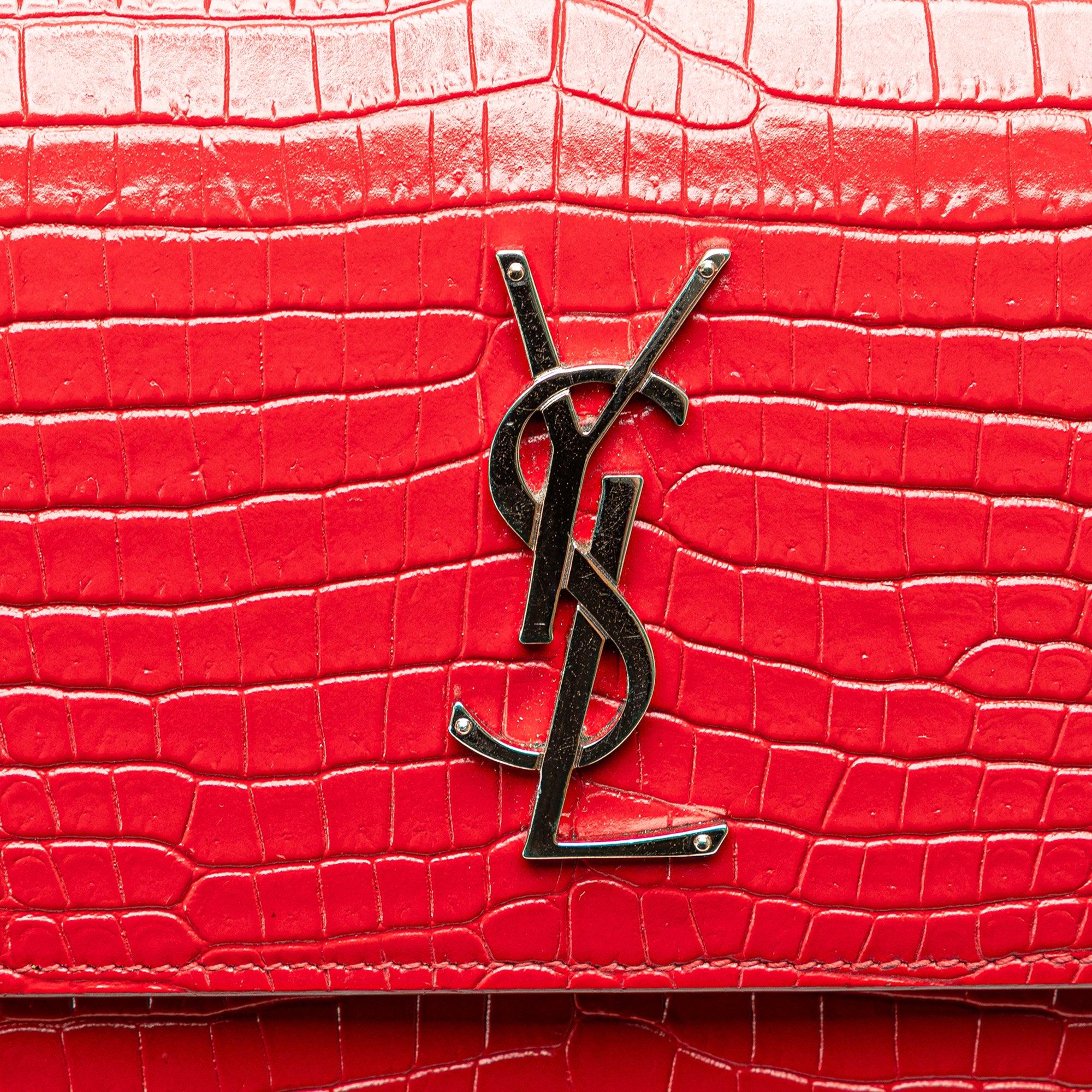 Medium Croc Embossed Leather Sunset Crossbody