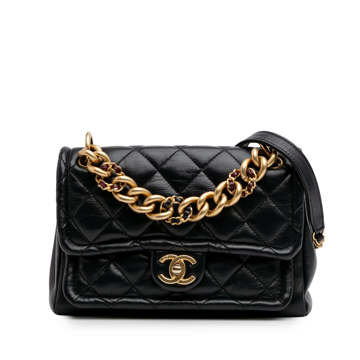 Small Quilted Lambskin Chain Link Flap