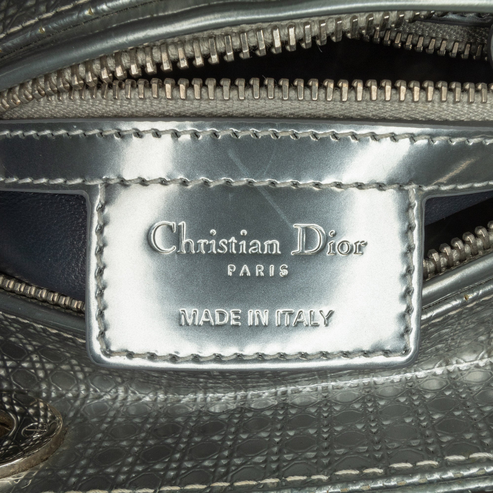 Medium Metallic Patent Microcannage Lady Dior