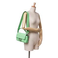 Zucca Embossed Stitched Leather Baguette Satchel