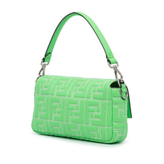 Zucca Embossed Stitched Leather Baguette Satchel