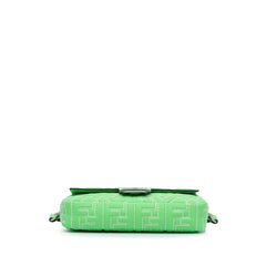 Zucca Embossed Stitched Leather Baguette Satchel