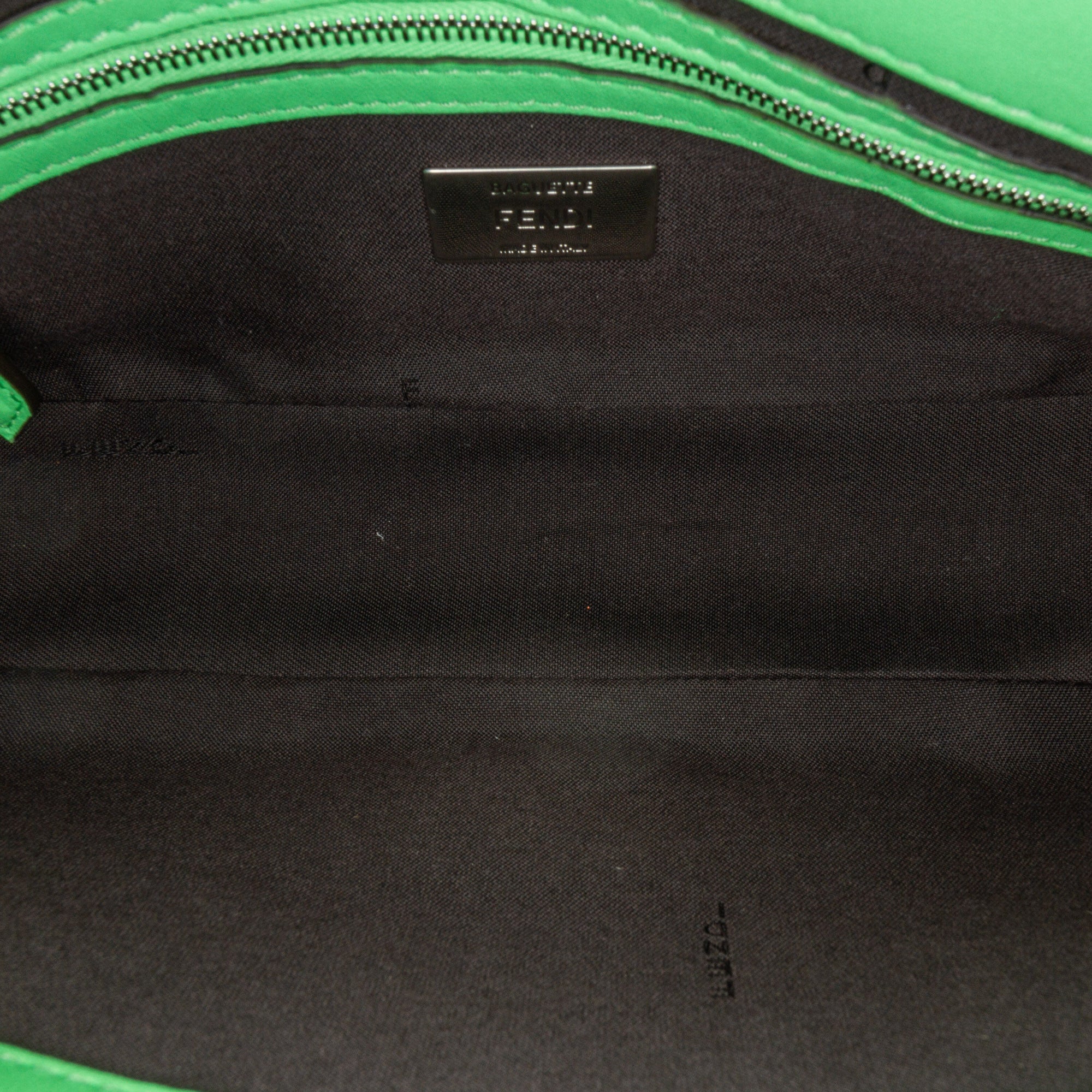 Zucca Embossed Stitched Leather Baguette Satchel