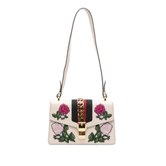 Small Floral Embroidered Leather Sylvie Satchel