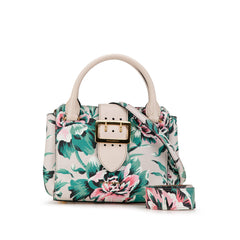 Small Floral Leather Buckle Satchel