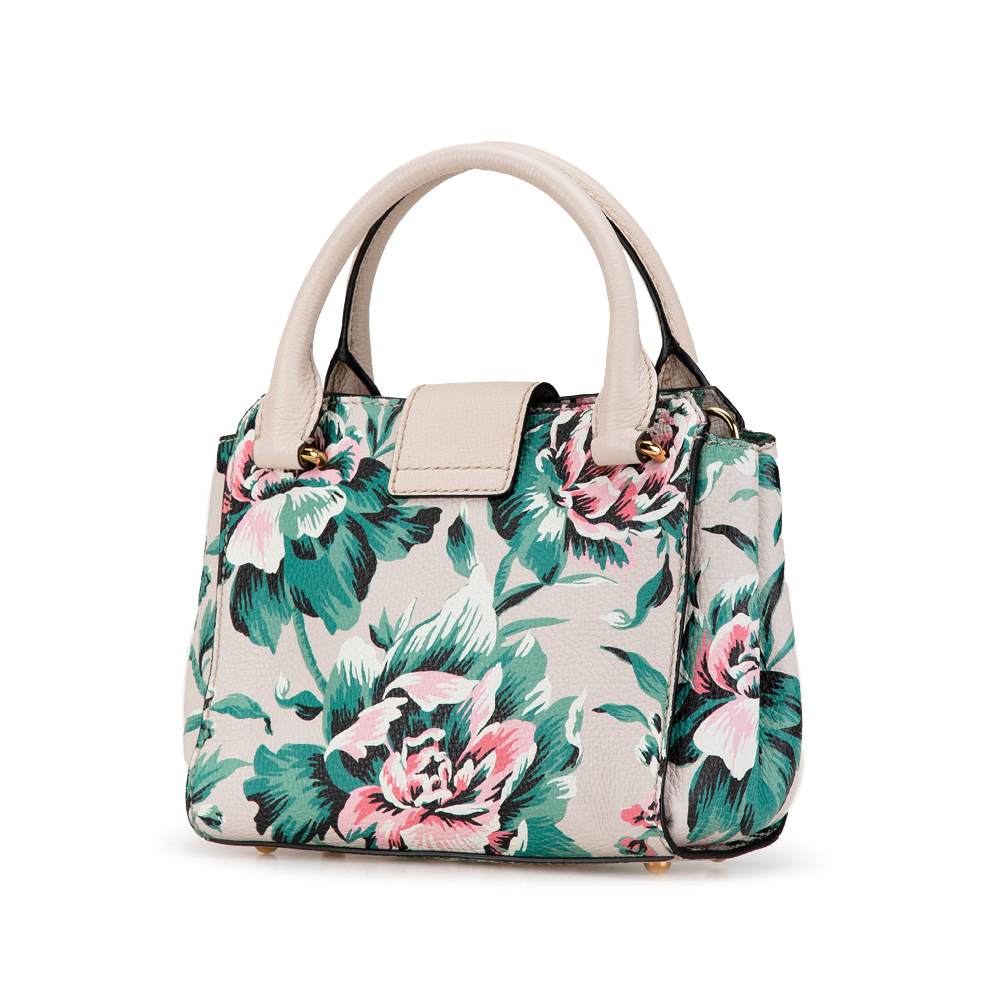 Small Floral Leather Buckle Satchel