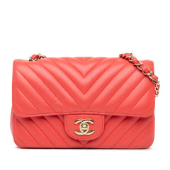 Mini Rectangular Classic Chevron Lambskin Single Flap