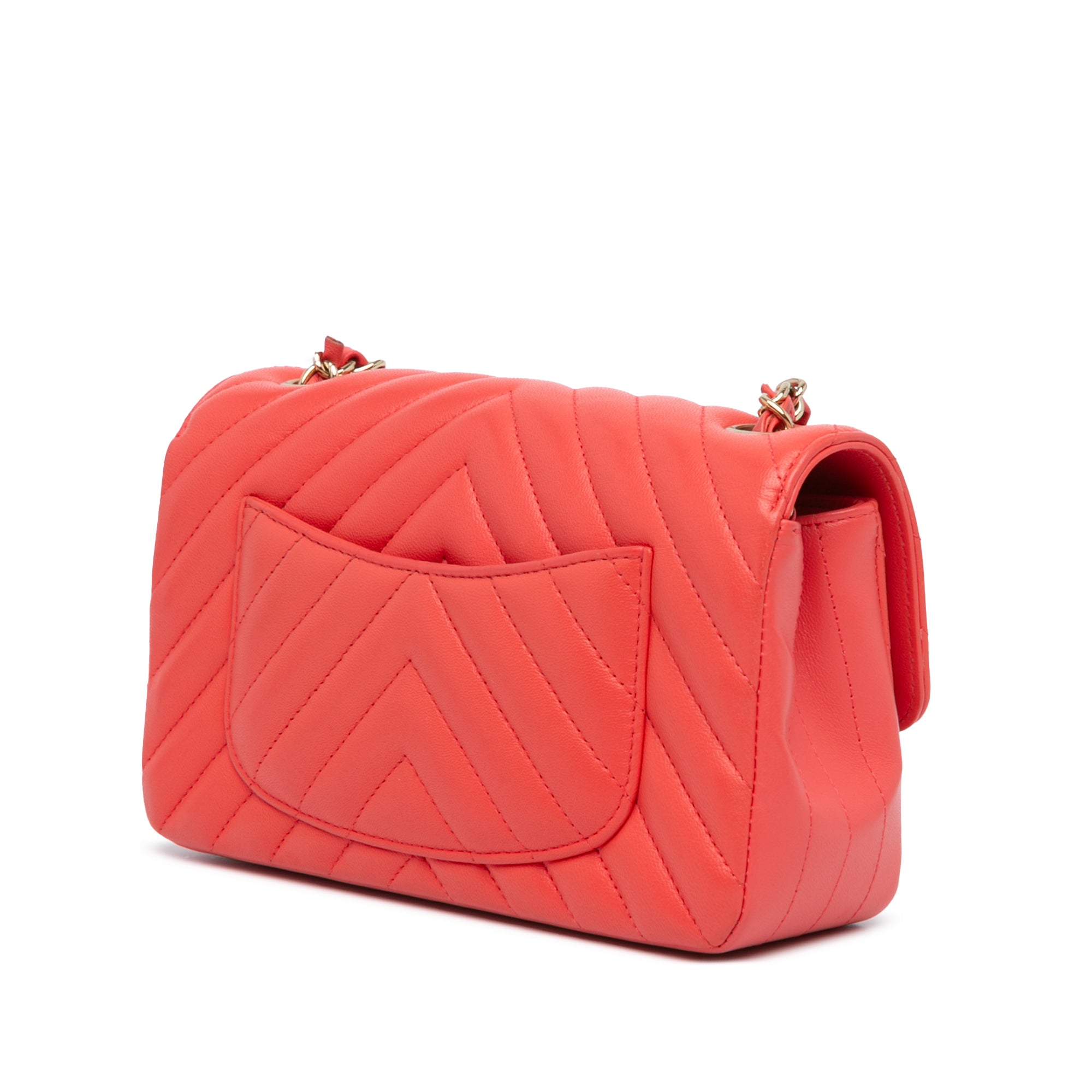 Mini Rectangular Classic Chevron Lambskin Single Flap