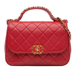 Quilted Lambskin Chain Infinity Top Handle Flap