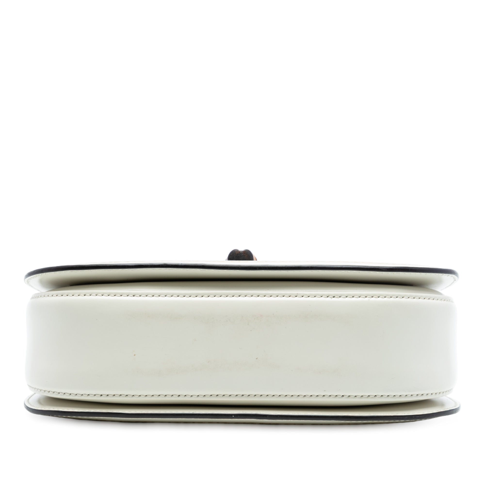 Calfskin Frame Print Bamboo Top Handle Bag