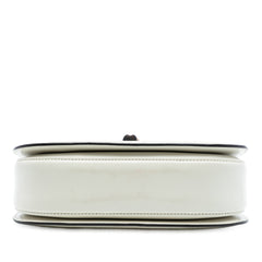 Calfskin Frame Print Bamboo Top Handle Bag