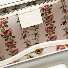 Calfskin Frame Print Bamboo Top Handle Bag