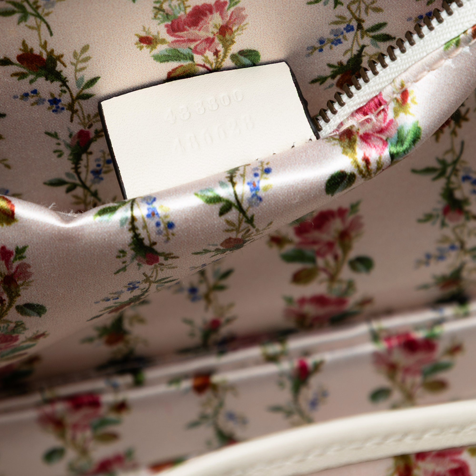 Calfskin Frame Print Bamboo Top Handle Bag