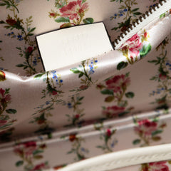 Calfskin Frame Print Bamboo Top Handle Bag