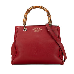 Small Calfskin Bamboo Shopper Satchel