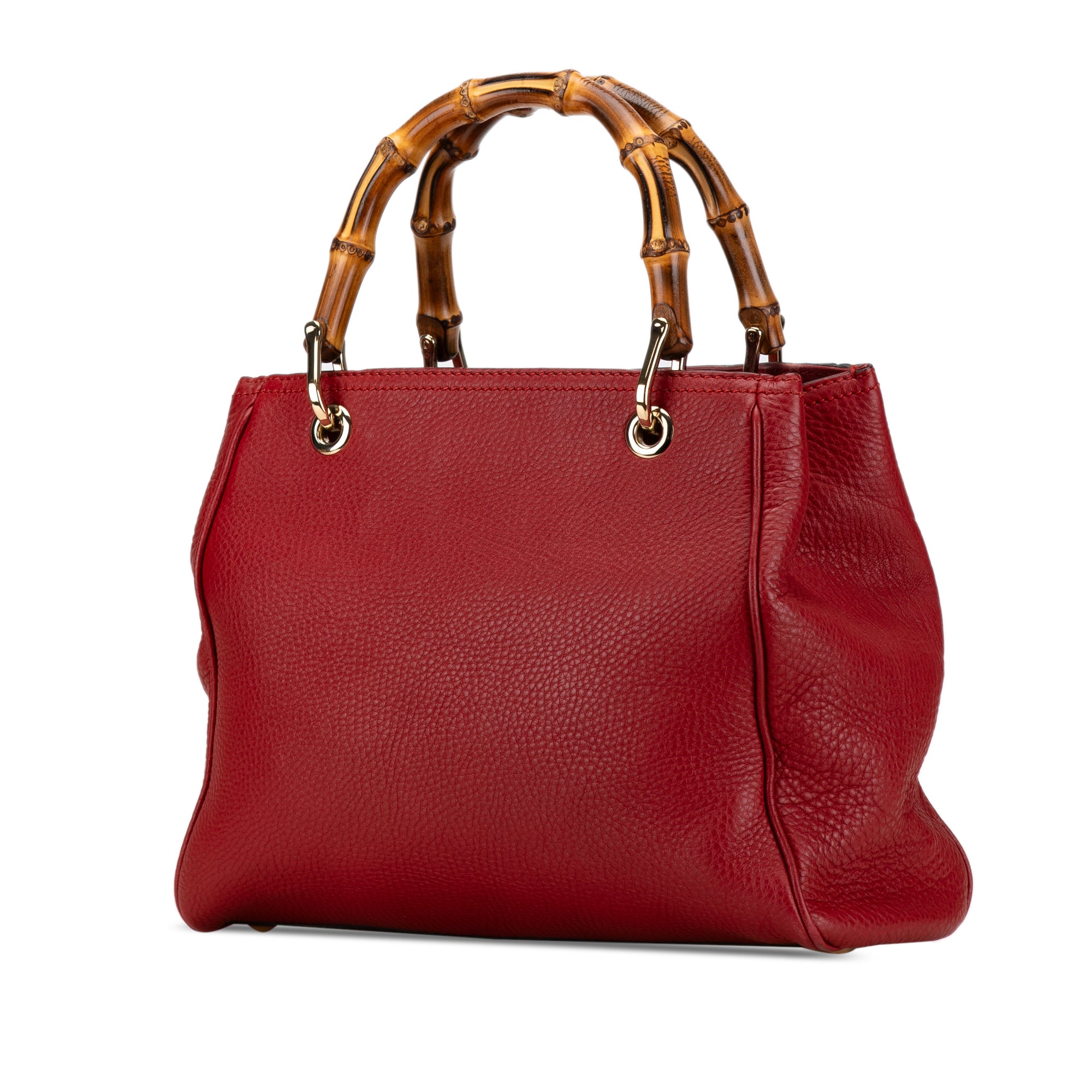 Small Calfskin Bamboo Shopper Satchel