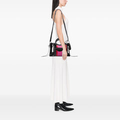 Small Lambskin Motocross Striped Classic City Satchel